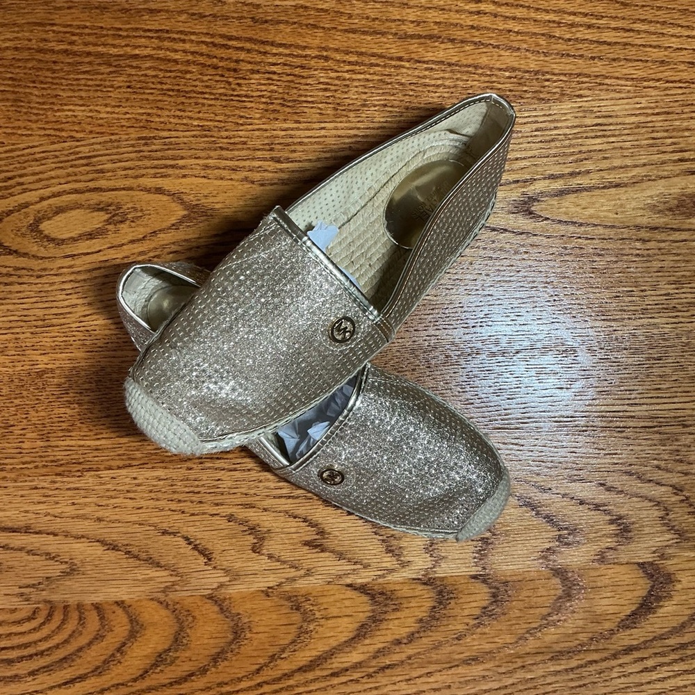 Michael Kors Metallic Gold Espadrille Slip-On Loafers